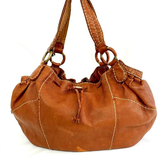 Lucky Brand Bags Lucky Brand Brown Leather Daisy Button Hobo